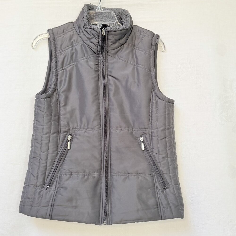 Jane Ashley Full Zip Sleeveless Vest Jacket Womens Medium‎ Zipper Pockets Knit